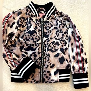 BNWT Urban Republic Girls Bomber Jacket Coat Leopard Ribbon Stripes Style